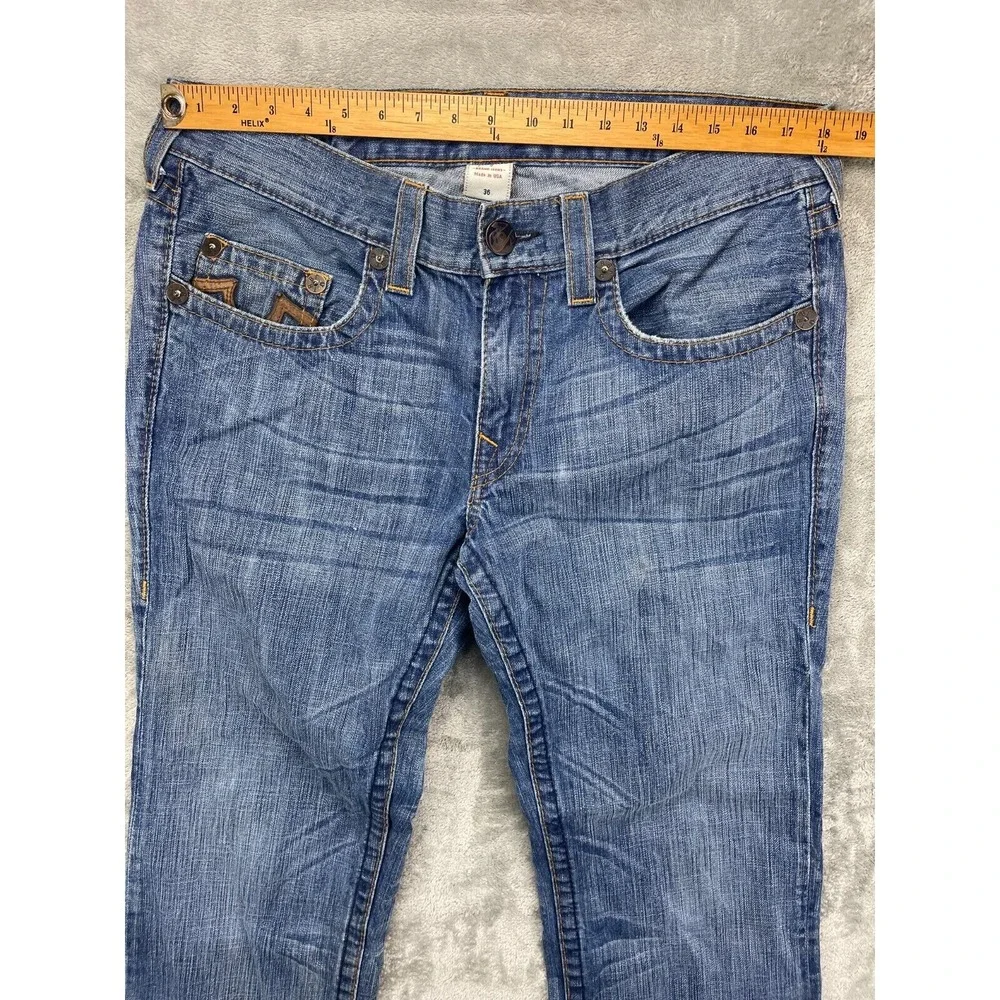 VTG True Religion Men's Jeans 36x30‎ Blue Suede Horseshoe Mid Rise Whisker